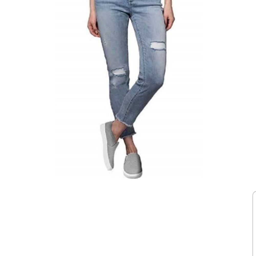 Kenneth Cole distressed raw hem medium wash skinny jeans size 4